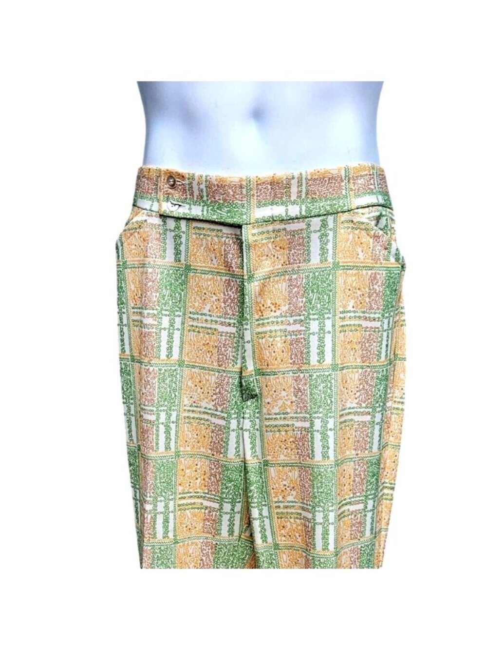 :Vintage Jantzen 70s Plaid Doubleknit Leisure Pants Men's 37x34 Tall Yellow